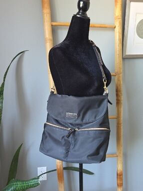 Dooney & Bourke Black Nylon Shoulder Bag with Gold Hardware